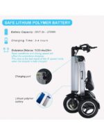 Trottinette électrique MATE 4 à 3 roues, pliable, batterie amovible de 16 kg, tricycle électrique à 3 roues pour PMR ultraléger – Image 24