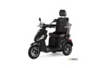 Trottinette électrique à 3 roues Draco Veleco, stable pour les personnes à mobilité réduite et les personnes âgées, avec siège et dossier confortables.