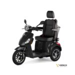 Trottinette électrique à 3 roues Draco Veleco, stable pour les personnes à mobilité réduite et les personnes âgées, avec siège et dossier confortables.