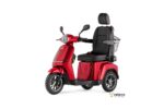 Trottinette électrique à 3 roues Turris Veleco, stable pour les personnes à mobilité réduite et les personnes âgées, avec siège et dossier confortables.